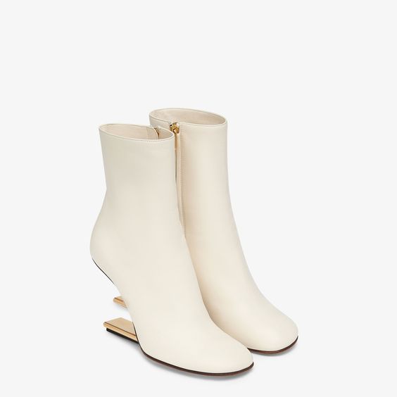 Leather Square Toe Geometric Heel Booties - Bella Sevyn