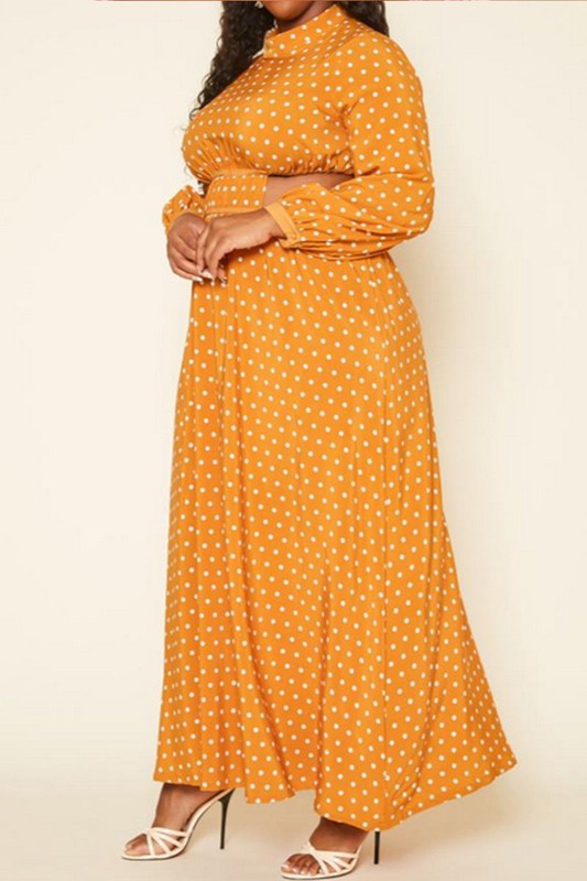 Plus Size Polka Dot Flare Maxi Dress - Bella Sevyn