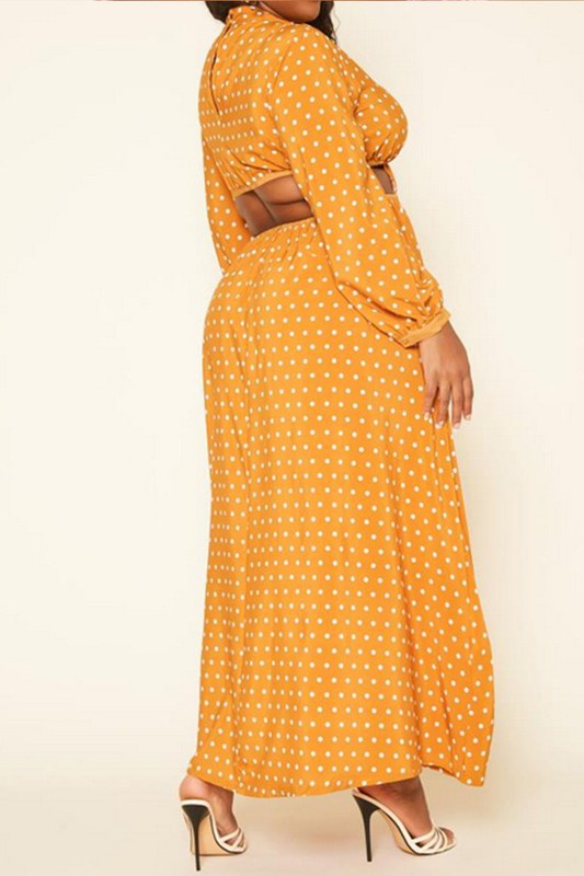 Plus Size Polka Dot Flare Maxi Dress - Bella Sevyn