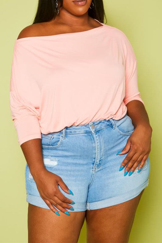 Plus Size Boat Neck Bodysuit - Bella Sevyn