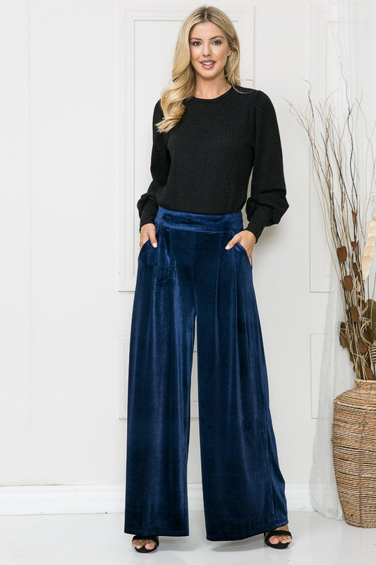 Velvet Wide Leg Pants - Bella Sevyn