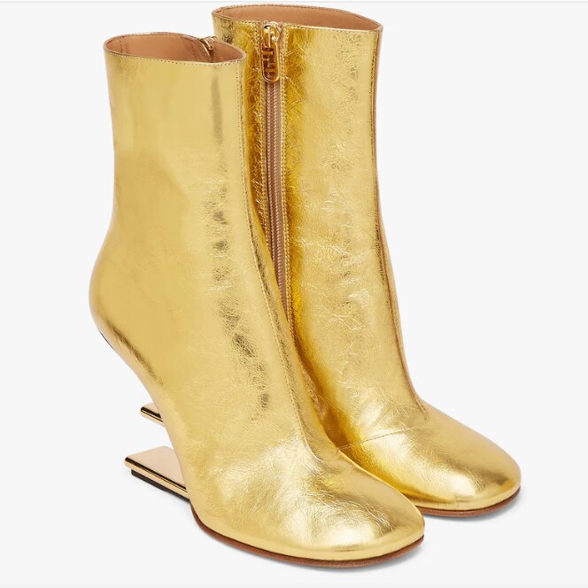 Leather Square Toe Geometric Heel Booties - Bella Sevyn