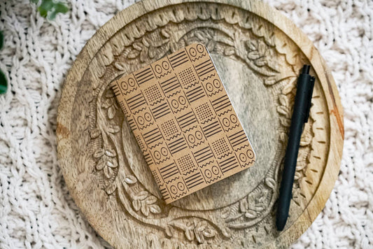 African Mud Cloth Print Kraft Pocket Notebook - Eyes