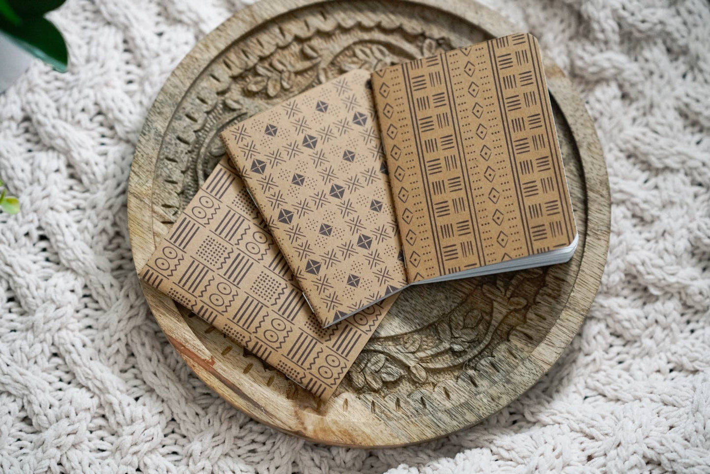 African Mud Cloth Print Kraft Pocket Notebook - Rhombus