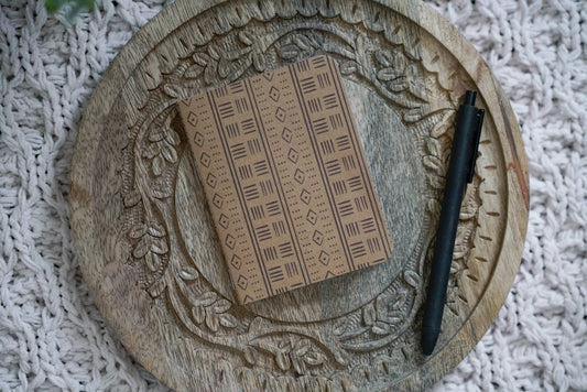 African Mud Cloth Print Kraft Pocket Notebook - Rhombus