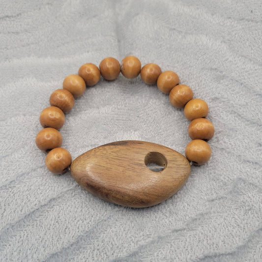 Men's Blonde Wood Bead Bracelet