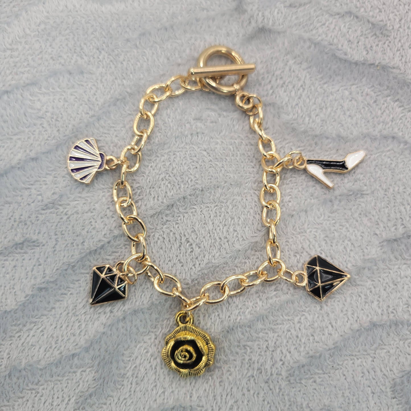 Black and Gold Charm Bracelet