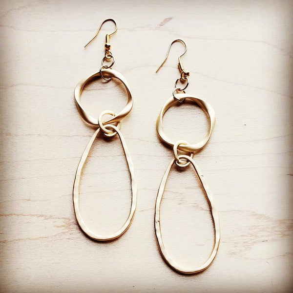 Handmade Matte Gold Oval Hoop Earrings - Bella Sevyn