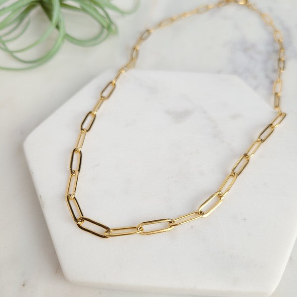 18k Gold Plated Paper Clip Chain - Bella Sevyn