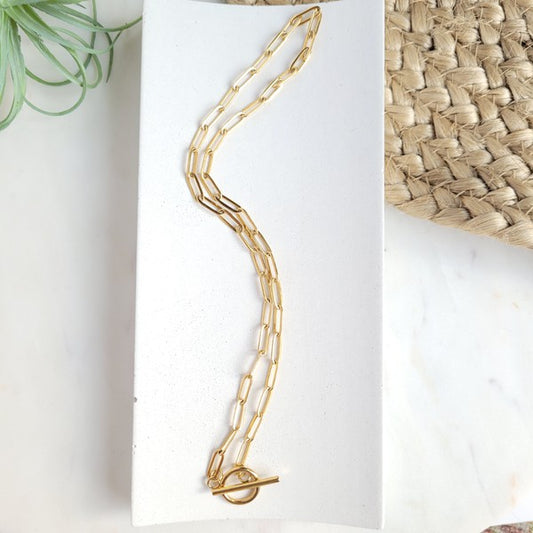 18k Gold Plated Paper Clip Chain - Bella Sevyn