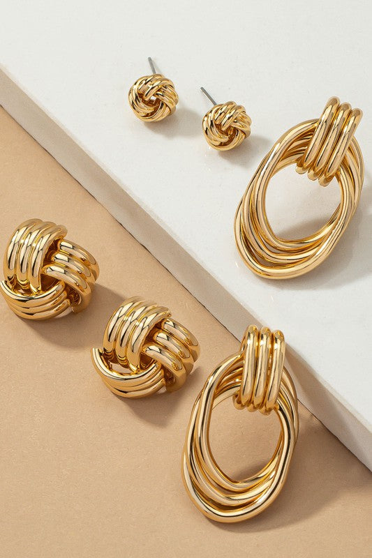 Trio Knot and Hoop Earrings - Bella Sevyn