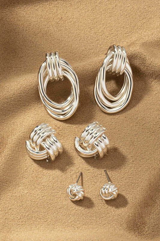 Trio Knot and Hoop Earrings - Bella Sevyn